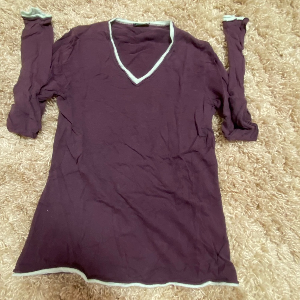 Maroon purple long sleeve with white outline cuffs